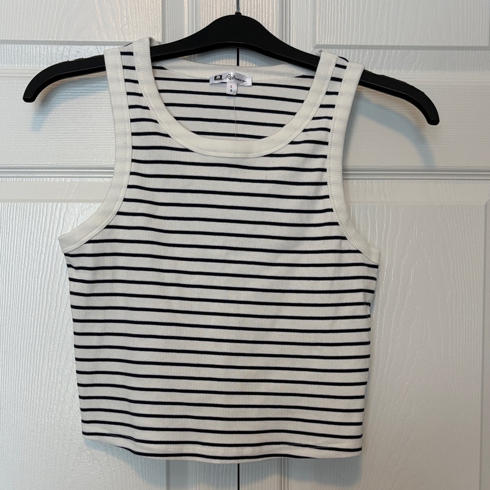 Reitmans Black and White Striped Tank Top